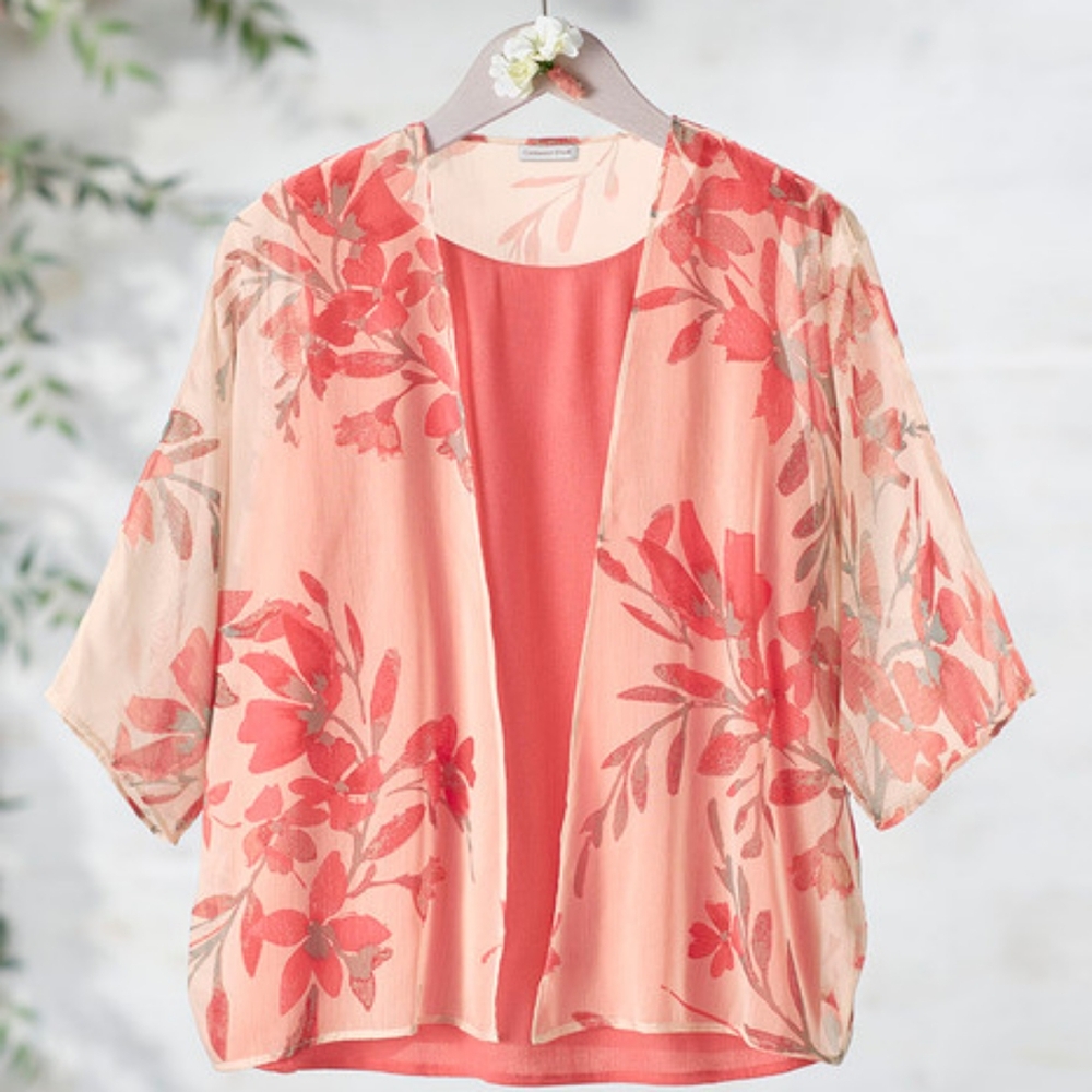 Coldwater Creek Floral Sheer Blouse Top Size M NWOT